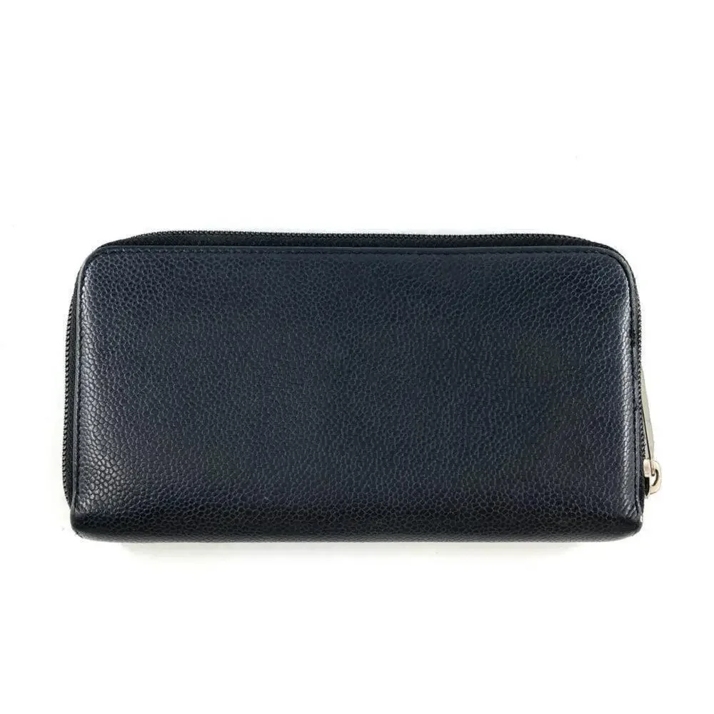 CHANEL Black Caviar Leather Logo Wallet